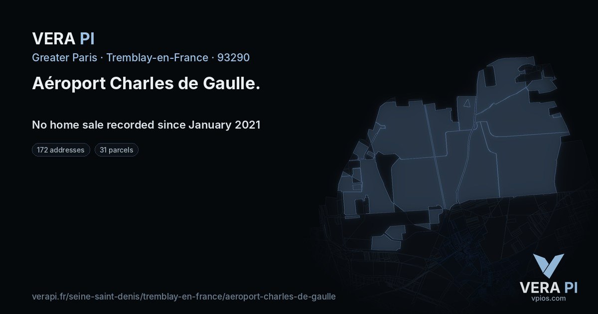 Aéroport Charles de Gaulle, Tremblay-en-France at night – every parcel coloured by the prices around it, the street's own parcels lit