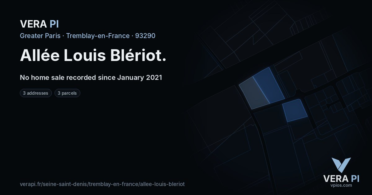 Allée Louis Blériot, Tremblay-en-France at night – every parcel coloured by the prices around it, the street's own parcels lit
