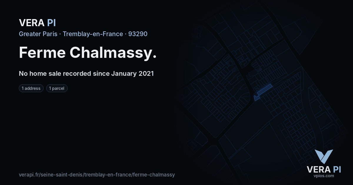 Ferme Chalmassy, Tremblay-en-France at night – every parcel coloured by the prices around it, the street's own parcels lit