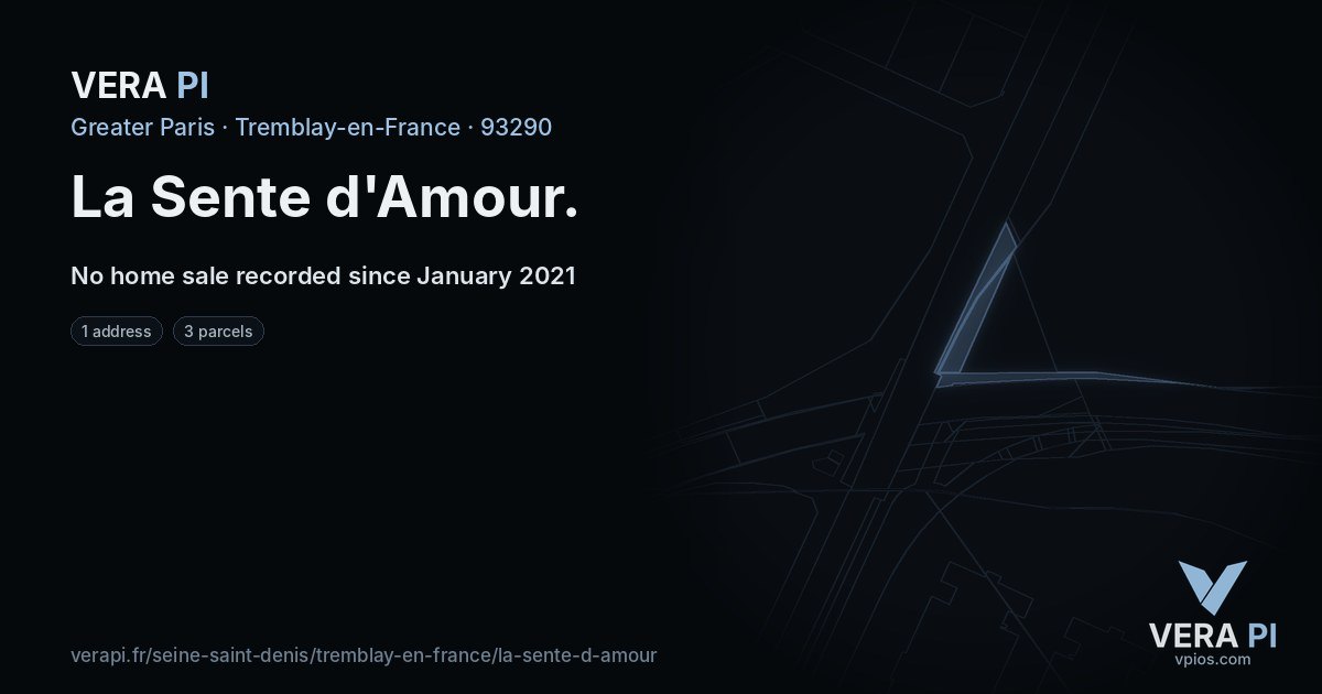 La Sente d'Amour, Tremblay-en-France at night – every parcel coloured by the prices around it, the street's own parcels lit