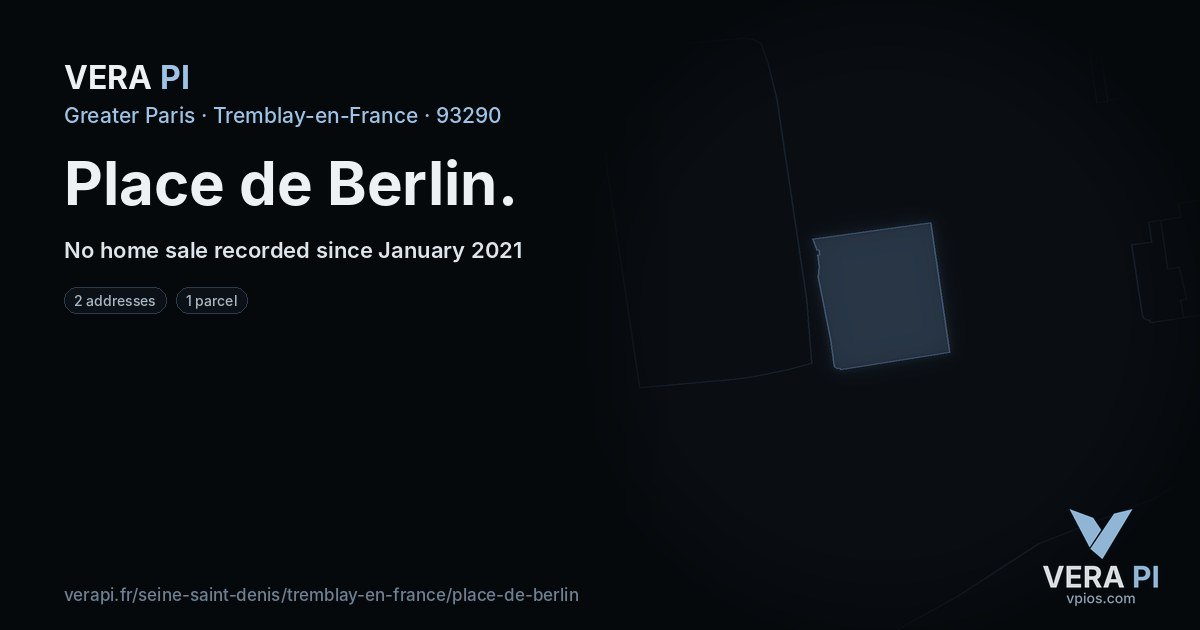 Place de Berlin, Tremblay-en-France at night – every parcel coloured by the prices around it, the street's own parcels lit