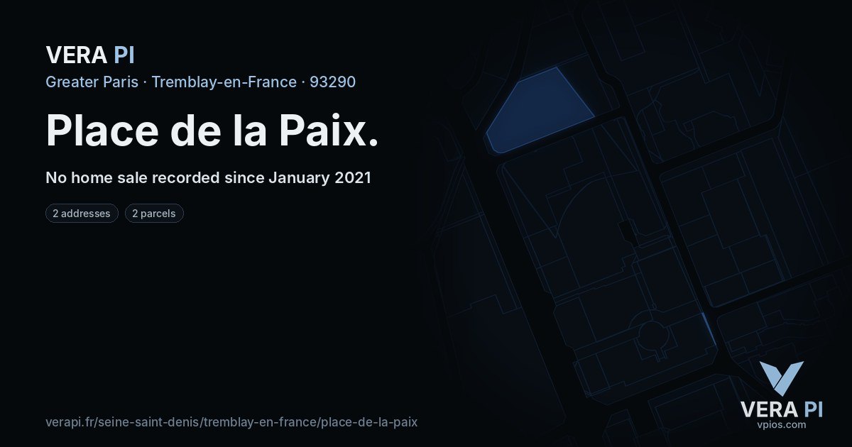Place de la Paix, Tremblay-en-France at night – every parcel coloured by the prices around it, the street's own parcels lit