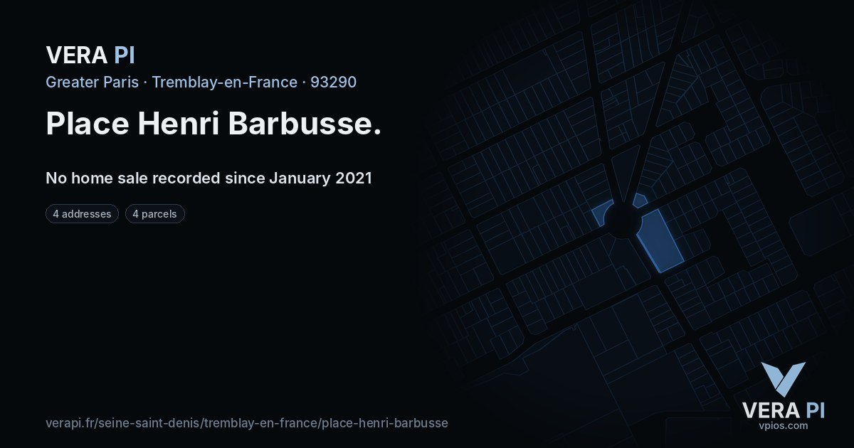 Place Henri Barbusse, Tremblay-en-France at night – every parcel coloured by the prices around it, the street's own parcels lit
