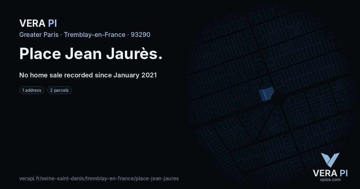 Place Jean Jaurès, Tremblay-en-France at night – every parcel coloured by the prices around it, the street's own parcels lit