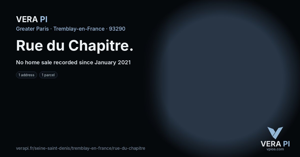 Rue du Chapitre, Tremblay-en-France at night – every parcel coloured by the prices around it, the street's own parcels lit