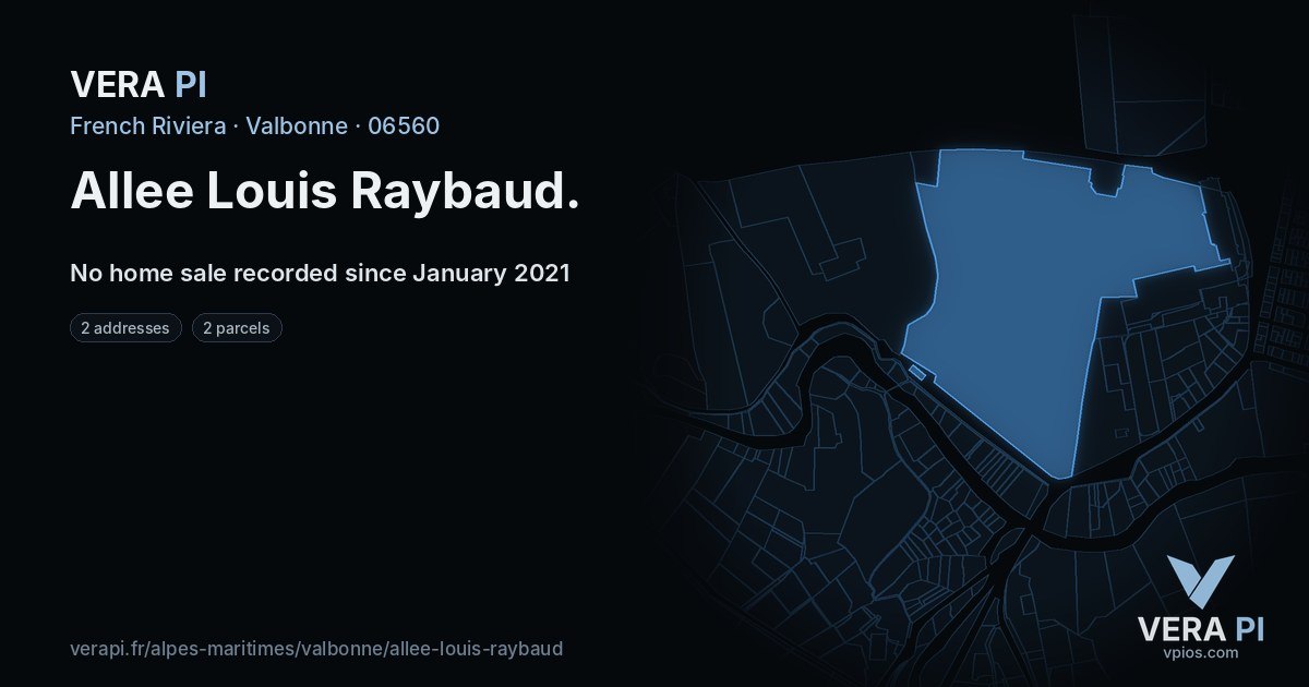 Allee Louis Raybaud, Valbonne at night – every parcel coloured by the prices around it, the street's own parcels lit
