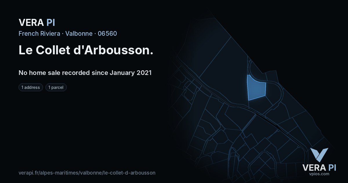 Le Collet d'Arbousson, Valbonne at night – every parcel coloured by the prices around it, the street's own parcels lit