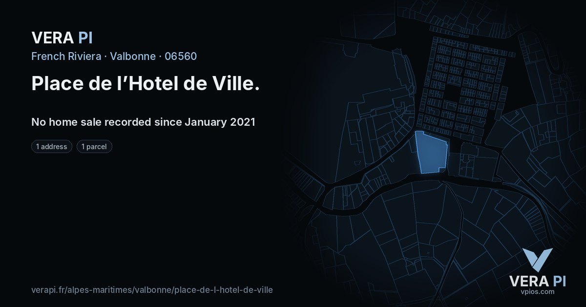 Place de l’Hotel de Ville, Valbonne at night – every parcel coloured by the prices around it, the street's own parcels lit