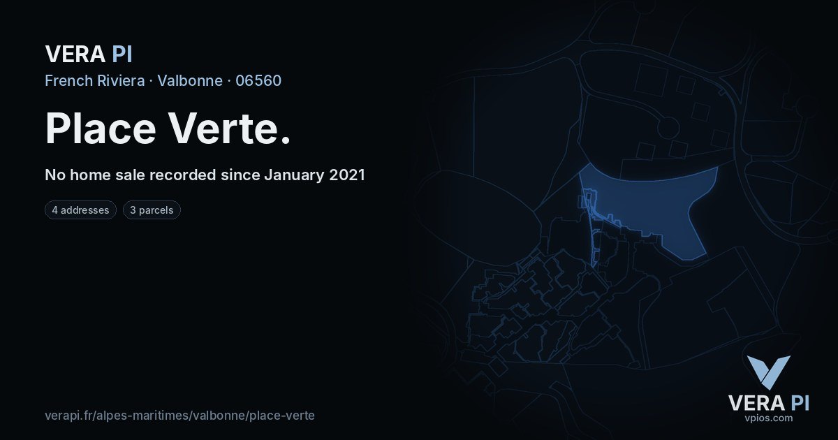 Place Verte, Valbonne at night – every parcel coloured by the prices around it, the street's own parcels lit