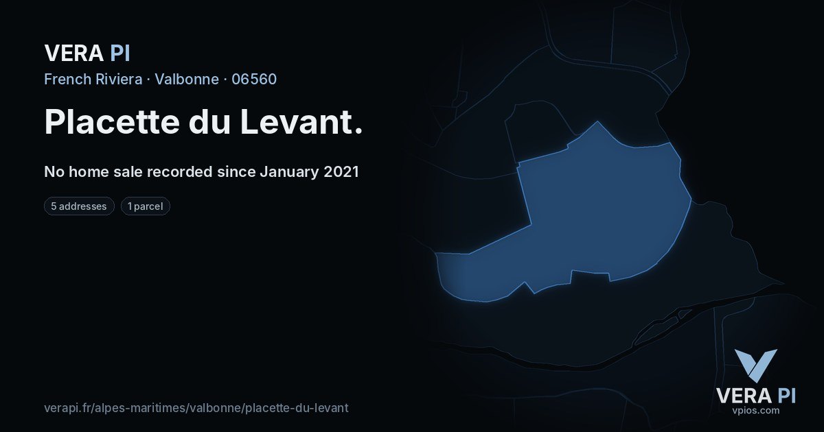 Placette du Levant, Valbonne at night – every parcel coloured by the prices around it, the street's own parcels lit