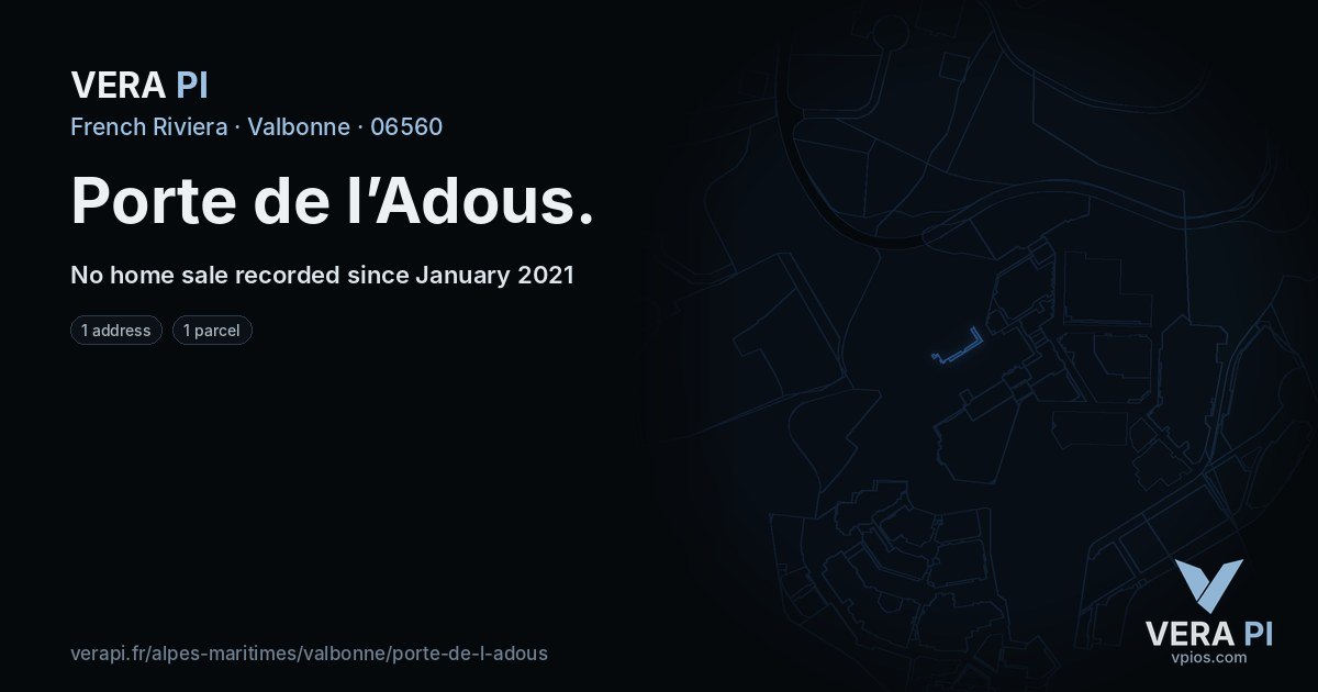 Porte de l’Adous, Valbonne at night – every parcel coloured by the prices around it, the street's own parcels lit