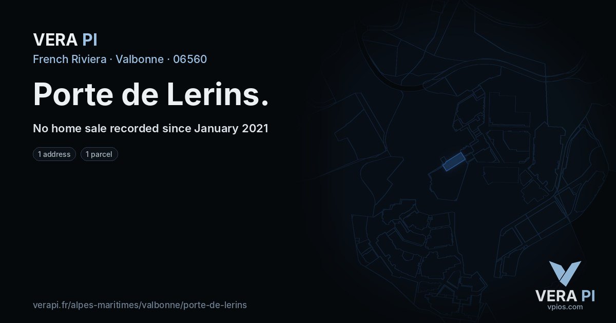 Porte de Lerins, Valbonne at night – every parcel coloured by the prices around it, the street's own parcels lit