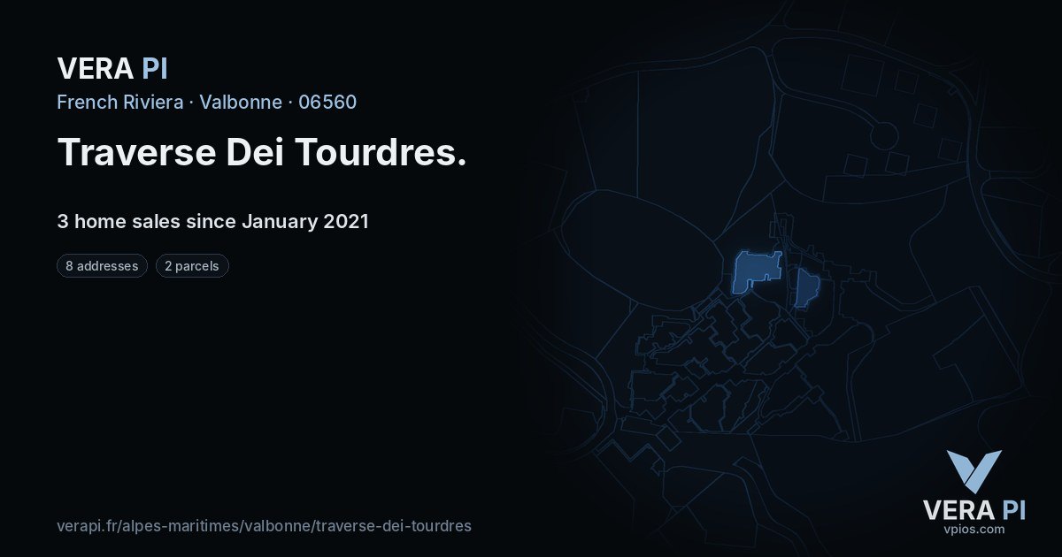Traverse Dei Tourdres, Valbonne at night – every parcel coloured by the prices around it, the street's own parcels lit