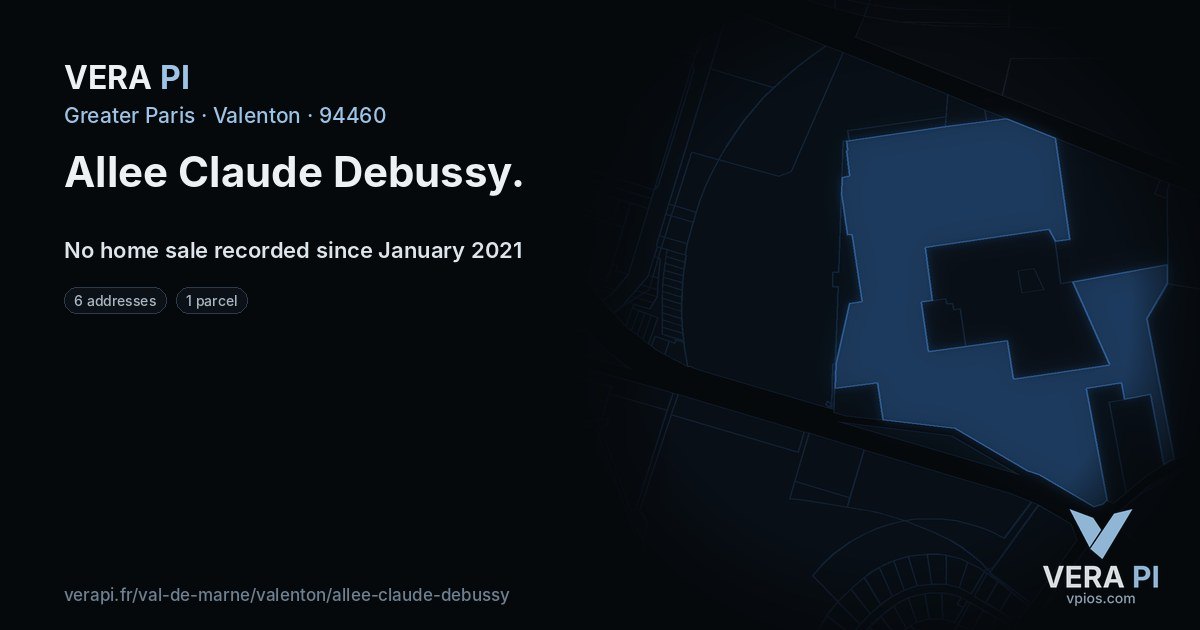 Allee Claude Debussy, Valenton at night – every parcel coloured by the prices around it, the street's own parcels lit