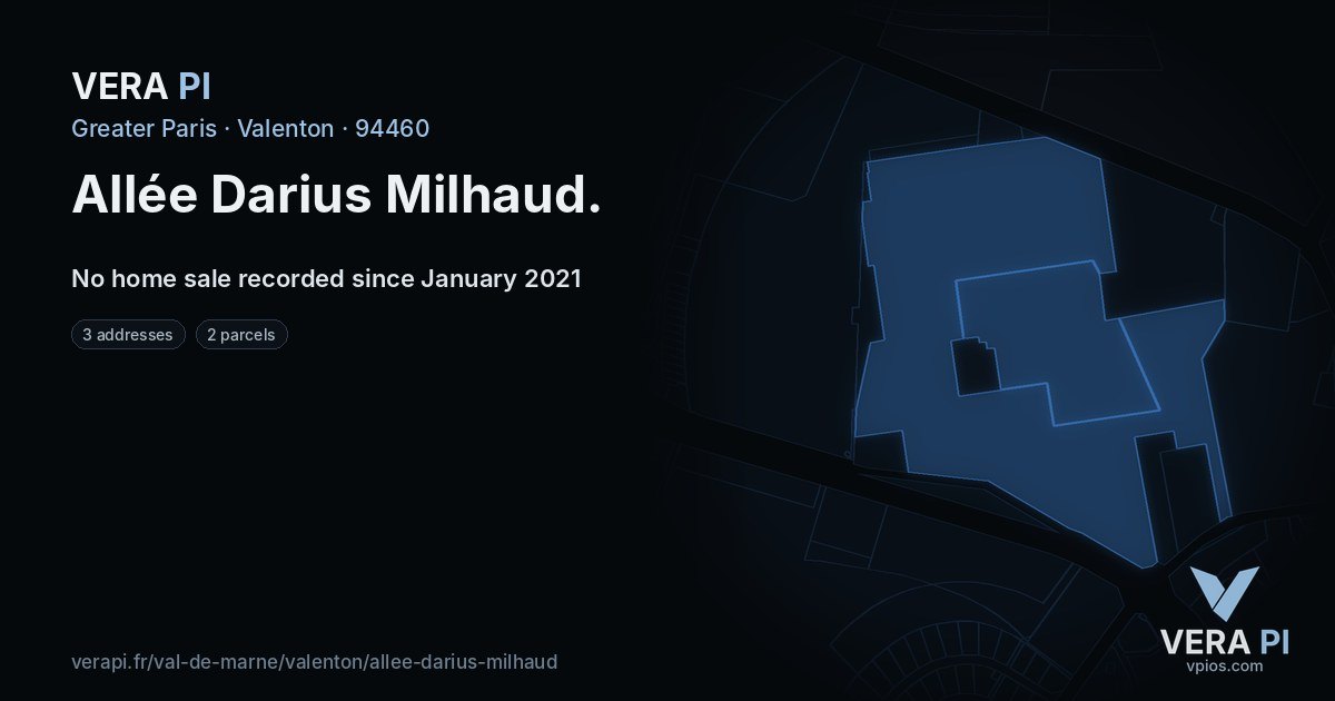 Allée Darius Milhaud, Valenton at night – every parcel coloured by the prices around it, the street's own parcels lit