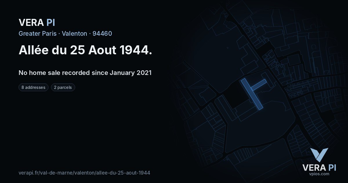 Allée du 25 Aout 1944, Valenton at night – every parcel coloured by the prices around it, the street's own parcels lit