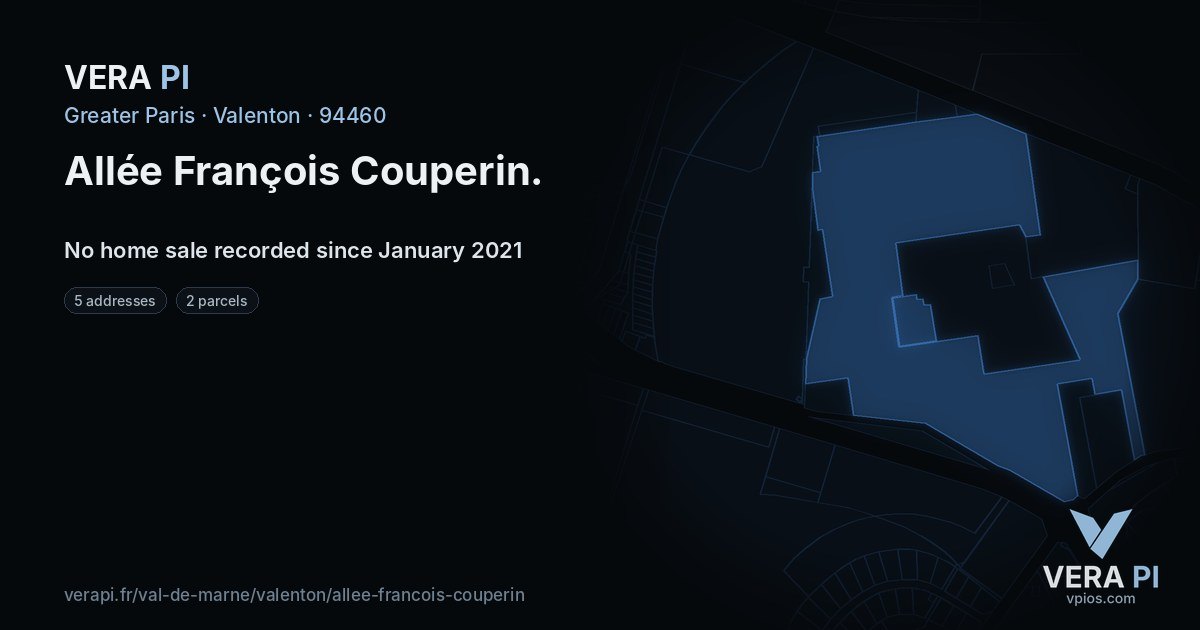 Allée François Couperin, Valenton at night – every parcel coloured by the prices around it, the street's own parcels lit