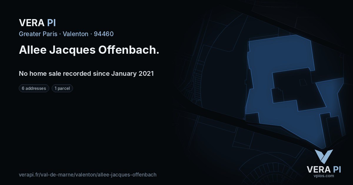 Allee Jacques Offenbach, Valenton at night – every parcel coloured by the prices around it, the street's own parcels lit