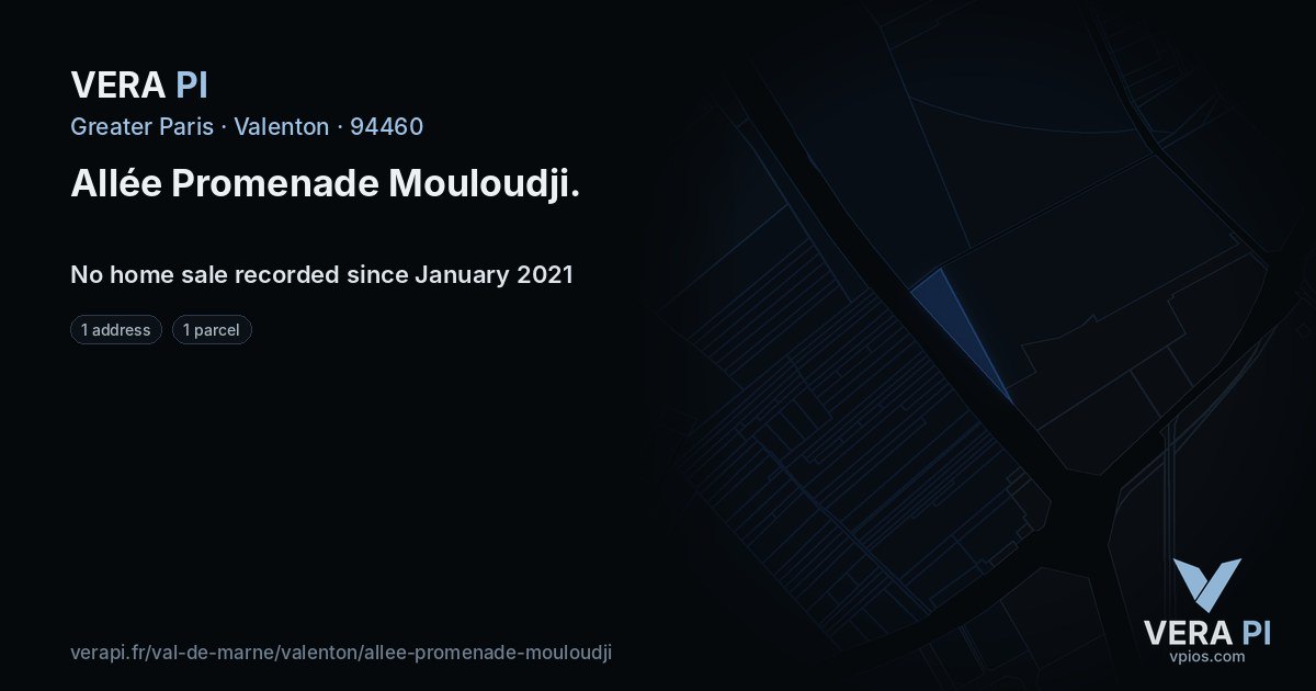 Allée Promenade Mouloudji, Valenton at night – every parcel coloured by the prices around it, the street's own parcels lit