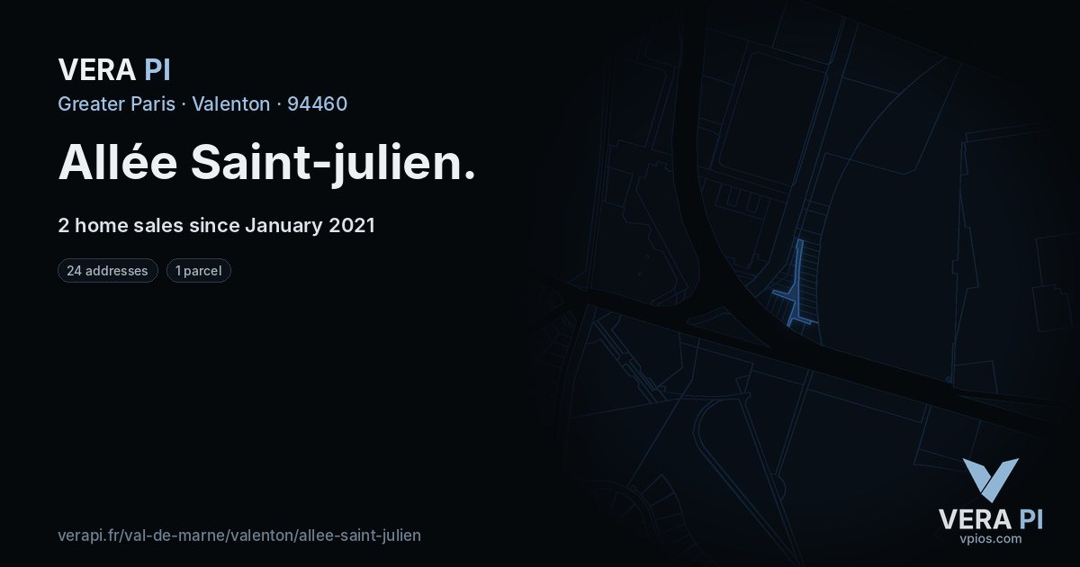 Allée Saint-julien, Valenton at night – every parcel coloured by the prices around it, the street's own parcels lit