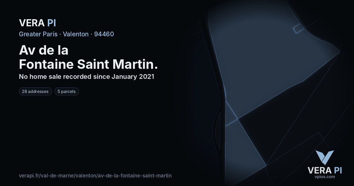 Av de la Fontaine Saint Martin, Valenton at night – every parcel coloured by the prices around it, the street's own parcels lit