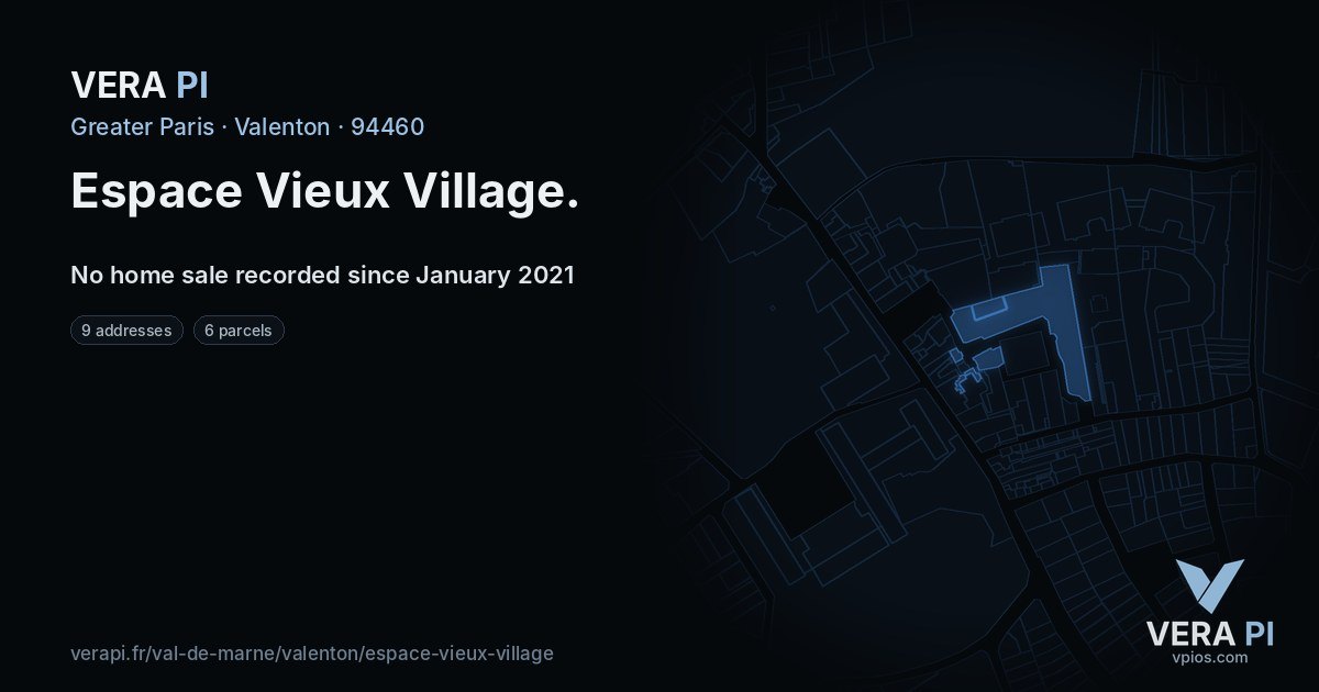 Espace Vieux Village, Valenton at night – every parcel coloured by the prices around it, the street's own parcels lit