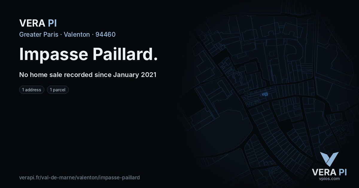 Impasse Paillard, Valenton at night – every parcel coloured by the prices around it, the street's own parcels lit