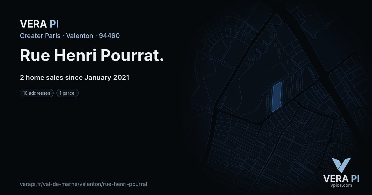 Rue Henri Pourrat, Valenton at night – every parcel coloured by the prices around it, the street's own parcels lit