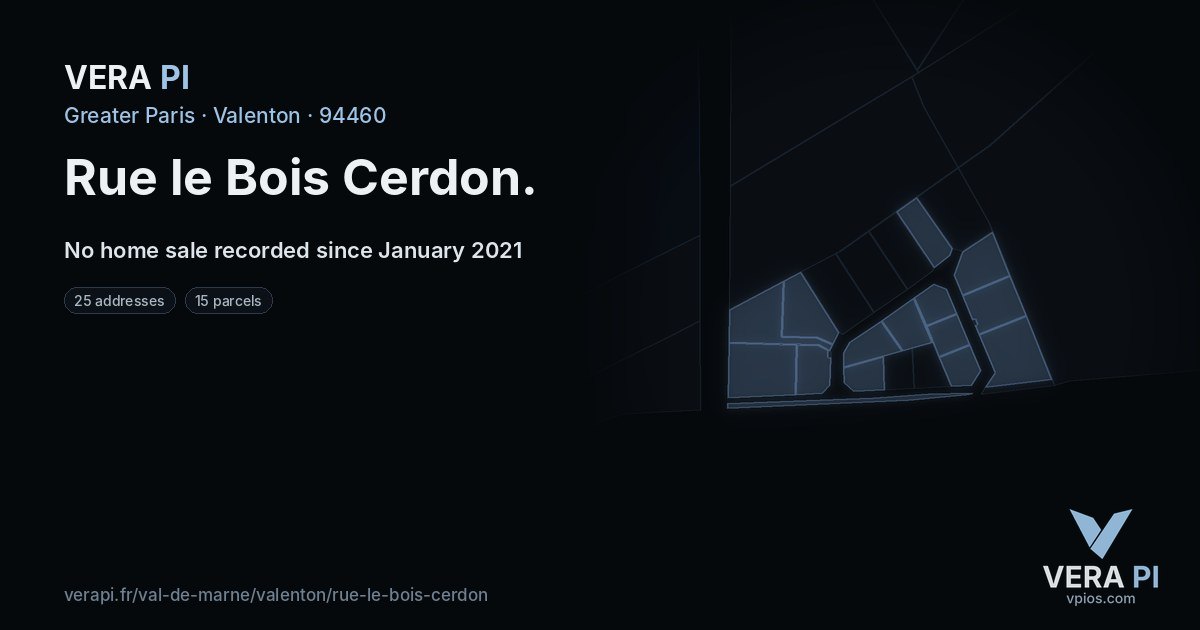 Rue le Bois Cerdon, Valenton at night – every parcel coloured by the prices around it, the street's own parcels lit