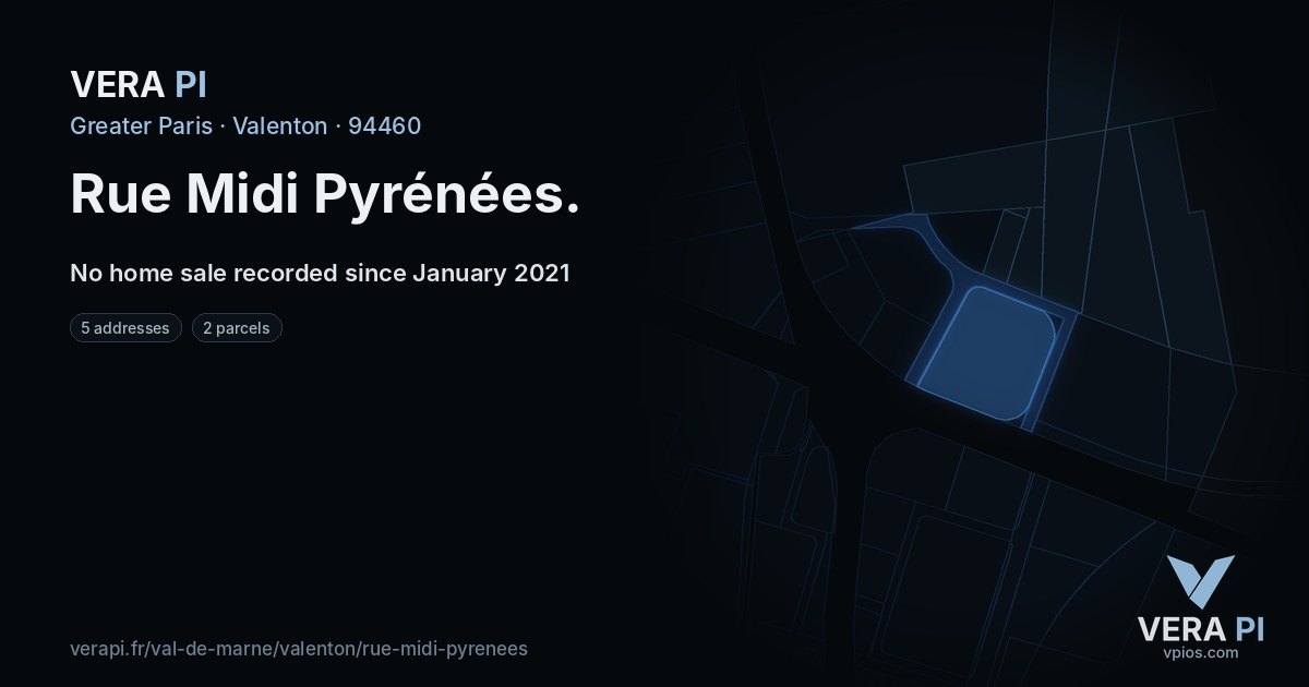 Rue Midi Pyrénées, Valenton at night – every parcel coloured by the prices around it, the street's own parcels lit