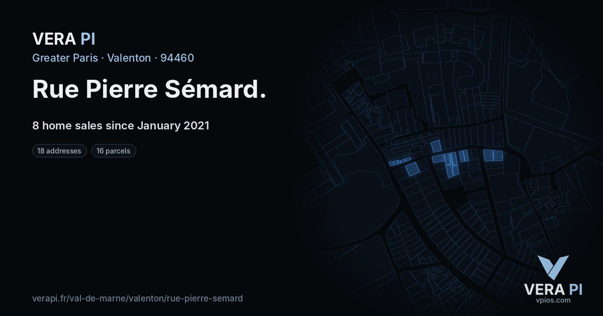 Rue Pierre Sémard, Valenton at night – every parcel coloured by the prices around it, the street's own parcels lit