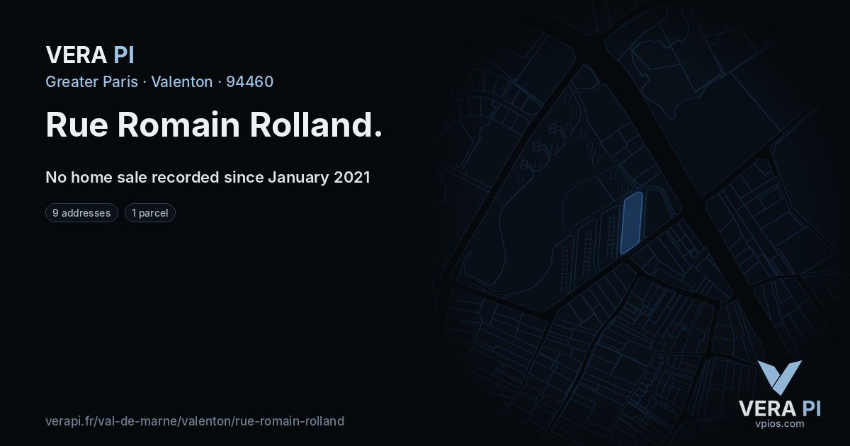 Rue Romain Rolland, Valenton at night – every parcel coloured by the prices around it, the street's own parcels lit