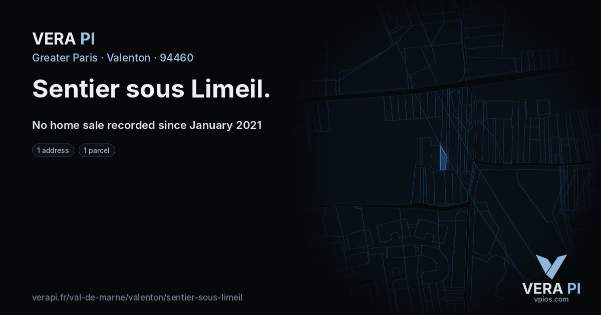 Sentier sous Limeil, Valenton at night – every parcel coloured by the prices around it, the street's own parcels lit