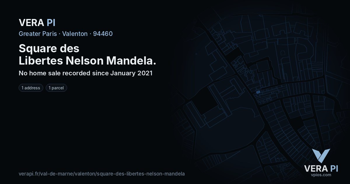 Square des Libertes Nelson Mandela, Valenton at night – every parcel coloured by the prices around it, the street's own parcels lit