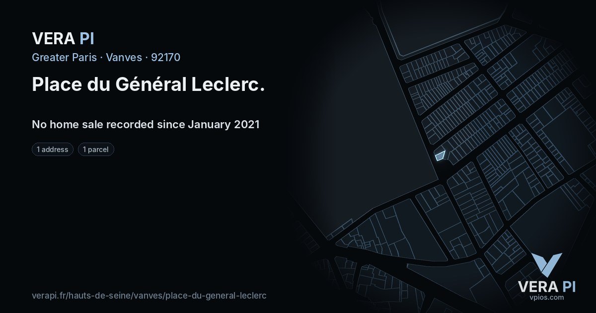 Place du Général Leclerc, Vanves at night – every parcel coloured by the prices around it, the street's own parcels lit