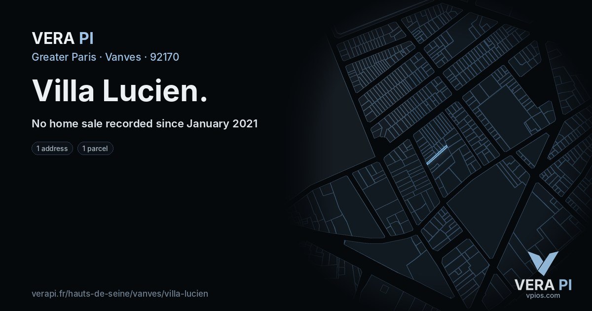 Villa Lucien, Vanves at night – every parcel coloured by the prices around it, the street's own parcels lit