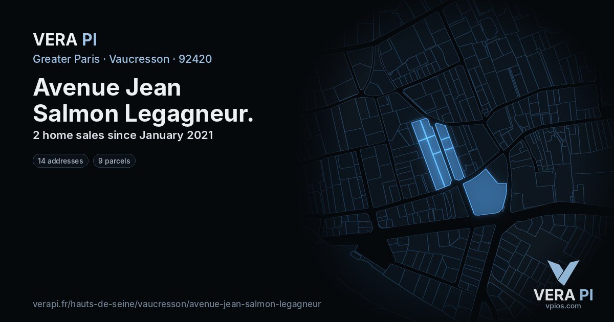 Avenue Jean Salmon Legagneur, Vaucresson at night – every parcel coloured by the prices around it, the street's own parcels lit