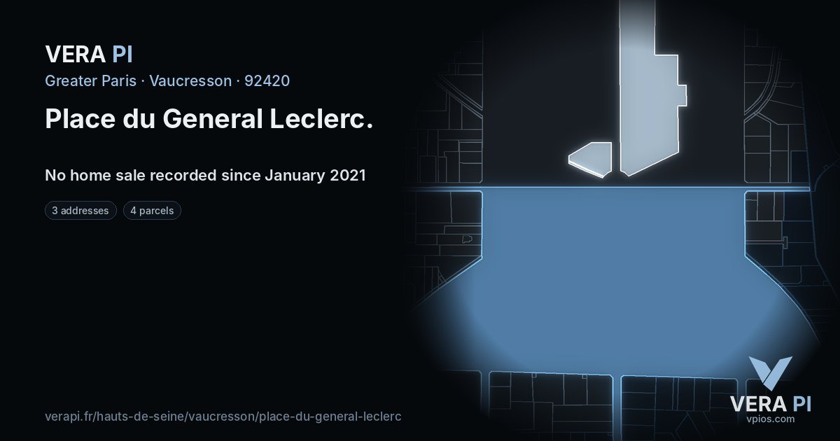 Place du General Leclerc, Vaucresson at night – every parcel coloured by the prices around it, the street's own parcels lit