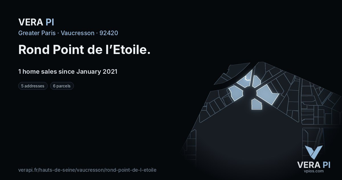 Rond Point de l’Etoile, Vaucresson at night – every parcel coloured by the prices around it, the street's own parcels lit