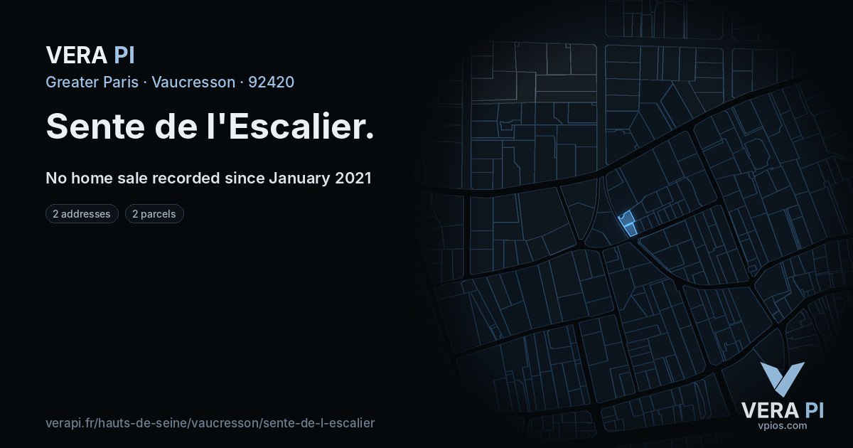 Sente de l'Escalier, Vaucresson at night – every parcel coloured by the prices around it, the street's own parcels lit