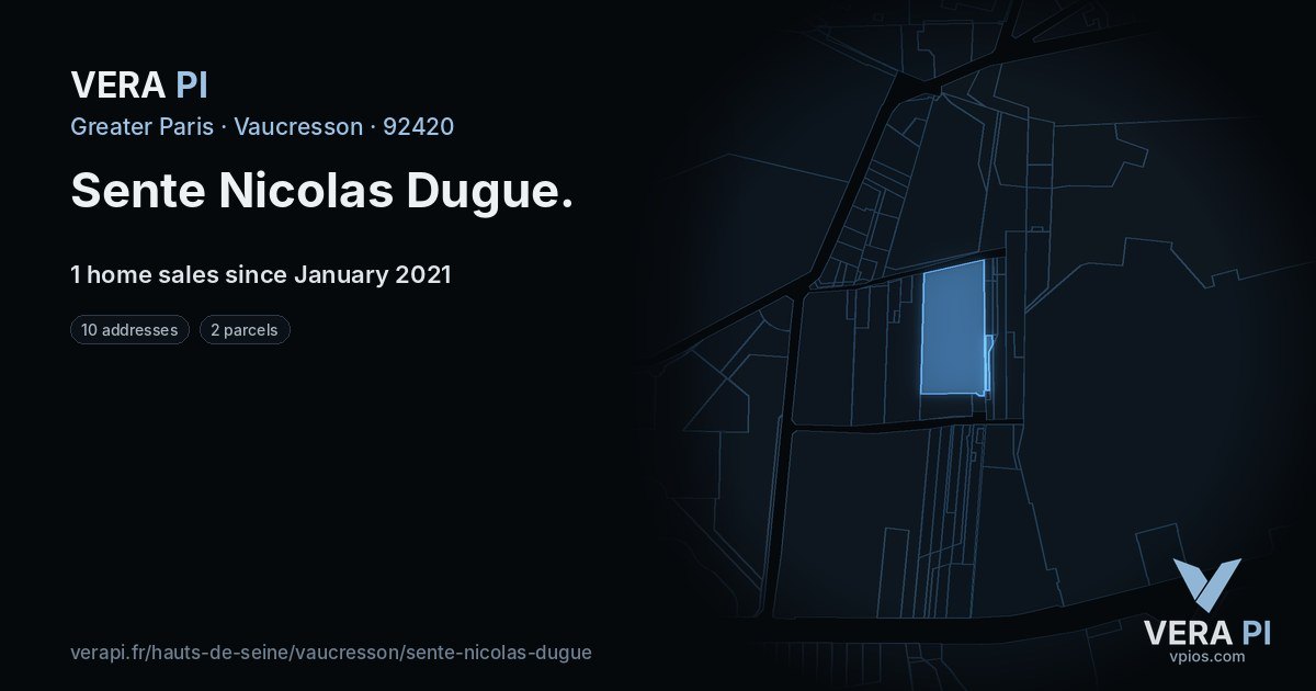 Sente Nicolas Dugue, Vaucresson at night – every parcel coloured by the prices around it, the street's own parcels lit