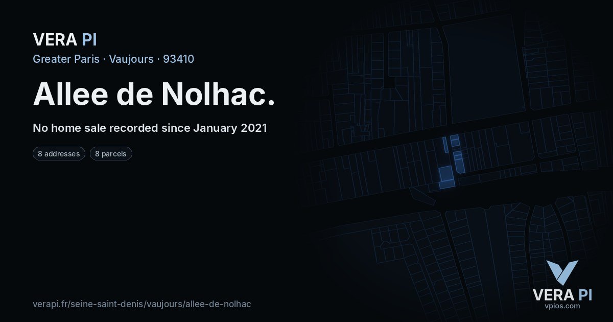 Allee de Nolhac, Vaujours at night – every parcel coloured by the prices around it, the street's own parcels lit