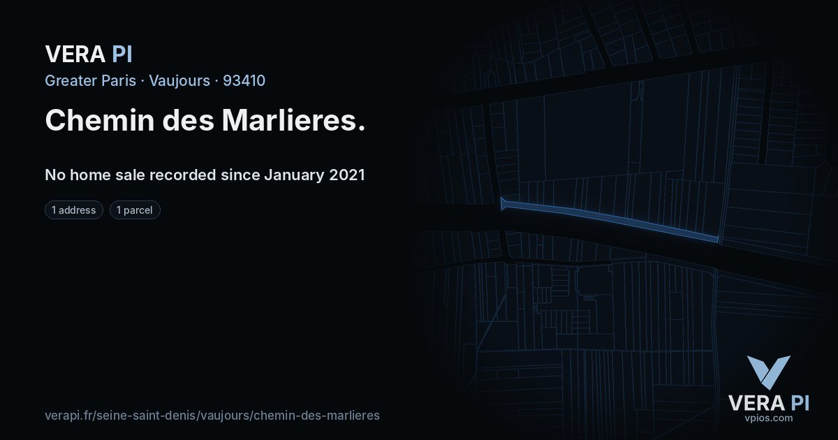 Chemin des Marlieres, Vaujours at night – every parcel coloured by the prices around it, the street's own parcels lit