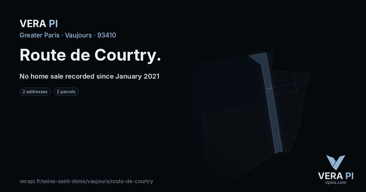 Route de Courtry, Vaujours at night – every parcel coloured by the prices around it, the street's own parcels lit