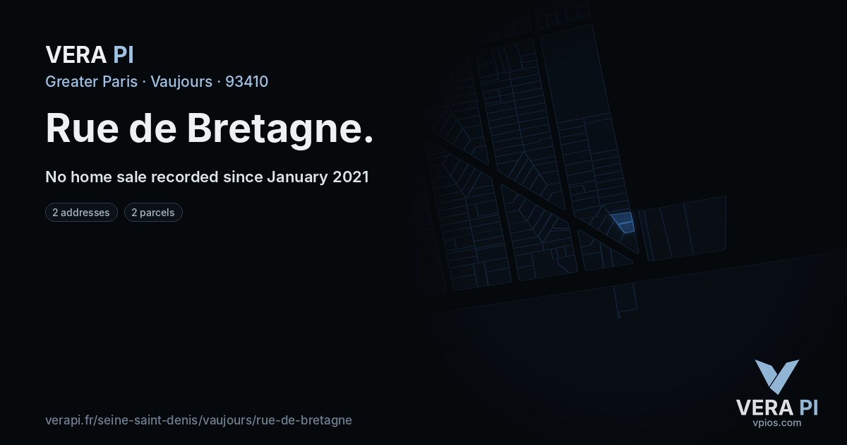 Rue de Bretagne, Vaujours at night – every parcel coloured by the prices around it, the street's own parcels lit