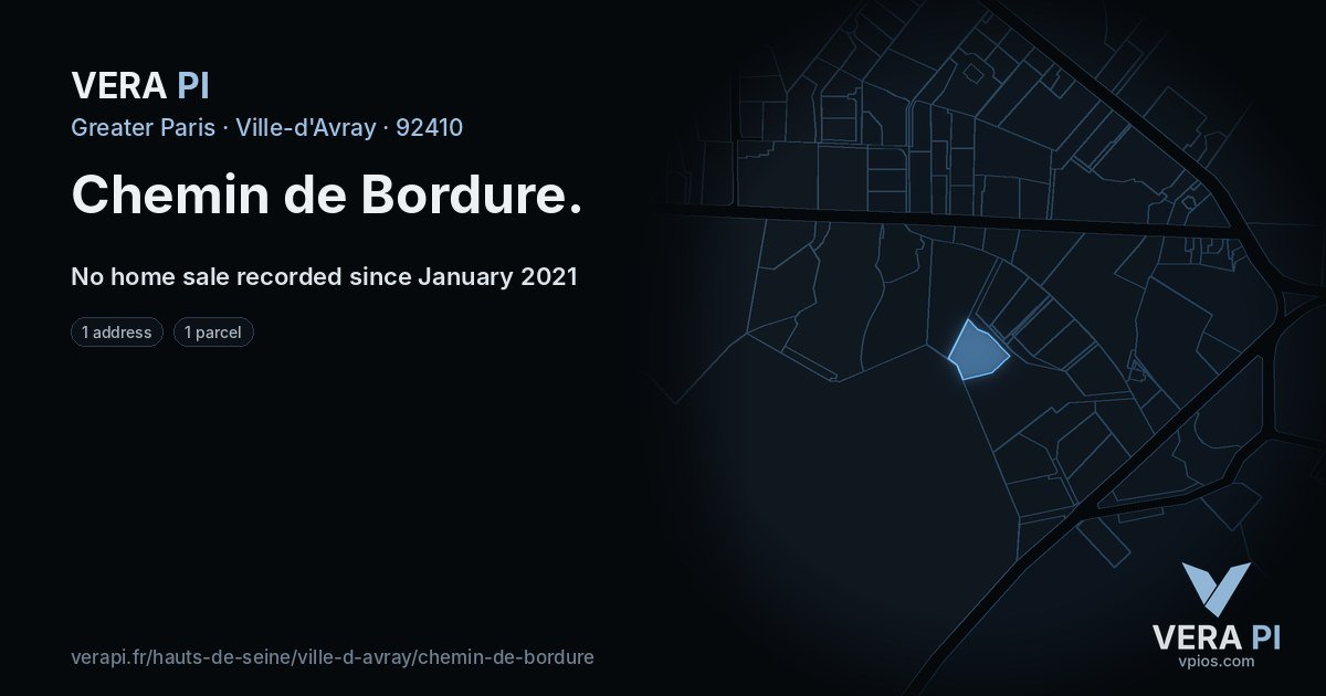 Chemin de Bordure, Ville-d'Avray at night – every parcel coloured by the prices around it, the street's own parcels lit