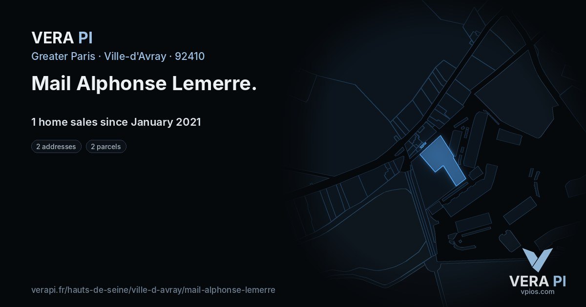 Mail Alphonse Lemerre, Ville-d'Avray at night – every parcel coloured by the prices around it, the street's own parcels lit