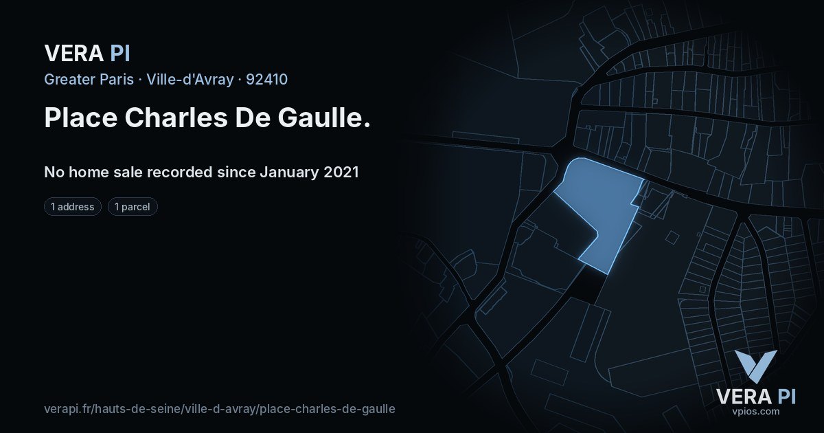 Place Charles De Gaulle, Ville-d'Avray at night – every parcel coloured by the prices around it, the street's own parcels lit