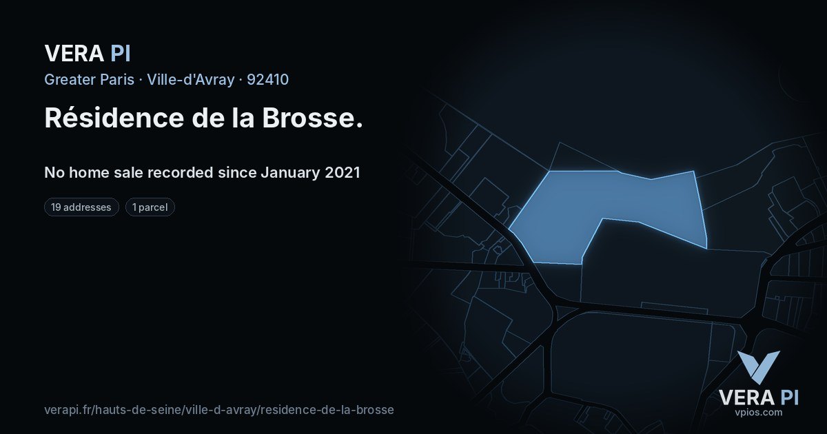 Résidence de la Brosse, Ville-d'Avray at night – every parcel coloured by the prices around it, the street's own parcels lit