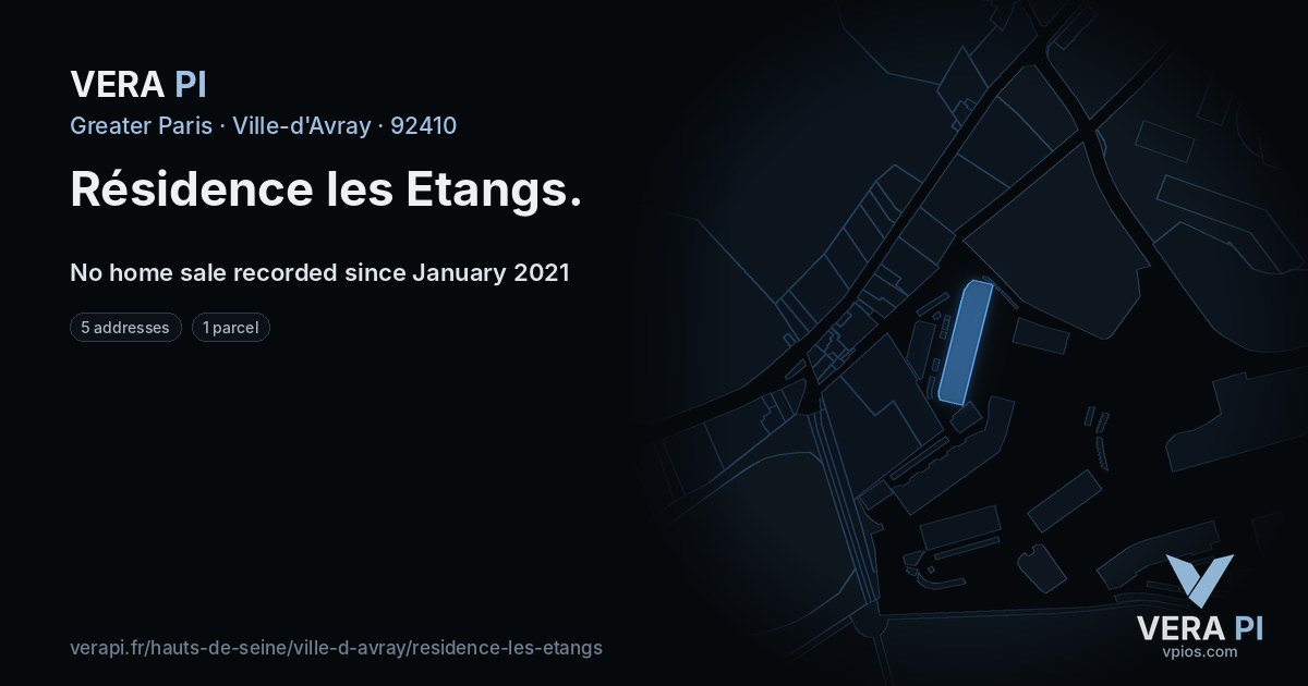 Résidence les Etangs, Ville-d'Avray at night – every parcel coloured by the prices around it, the street's own parcels lit